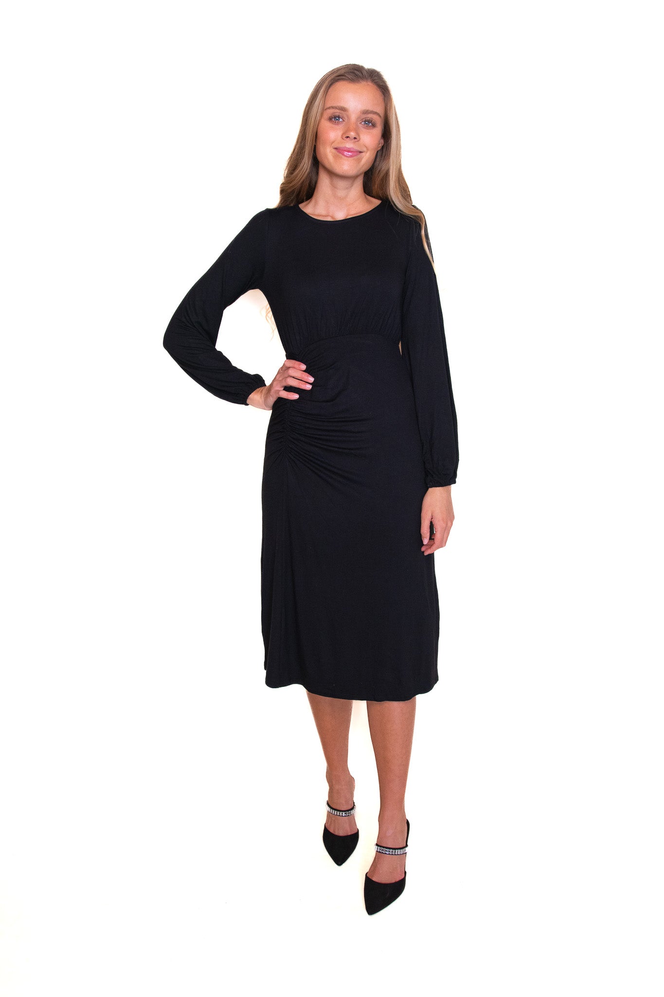 The Rae Long Sleeved Dress in Black