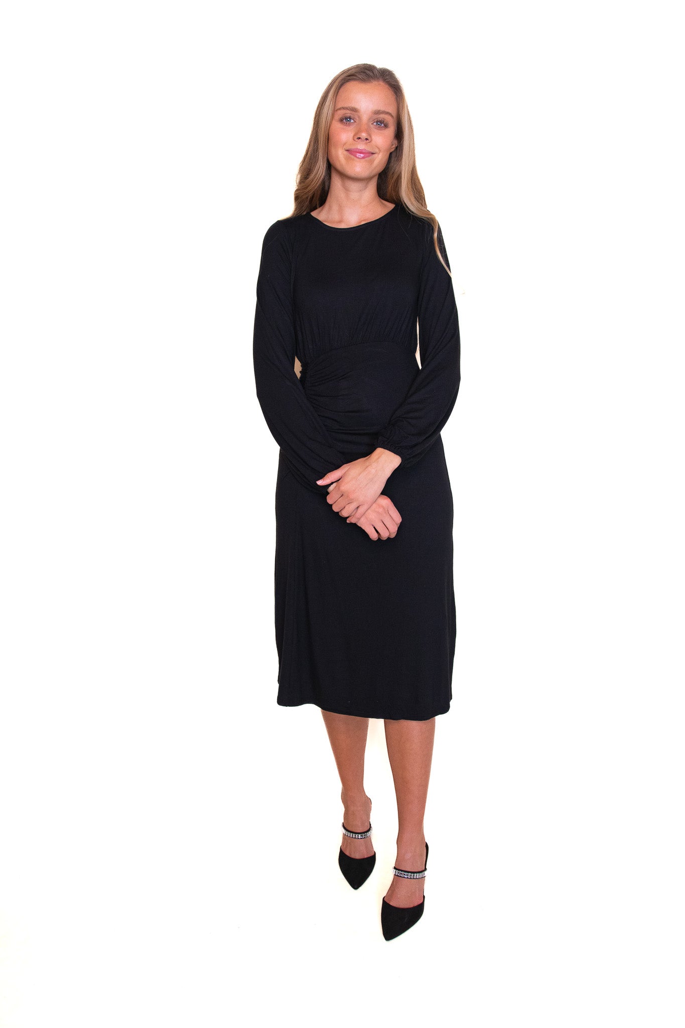 The Rae Long Sleeved Dress in Black