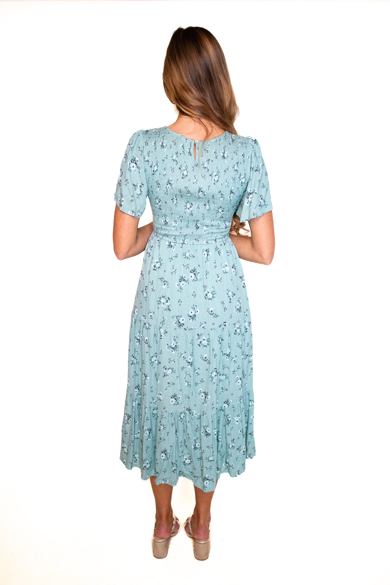 The Mae Dress in Teal Floral