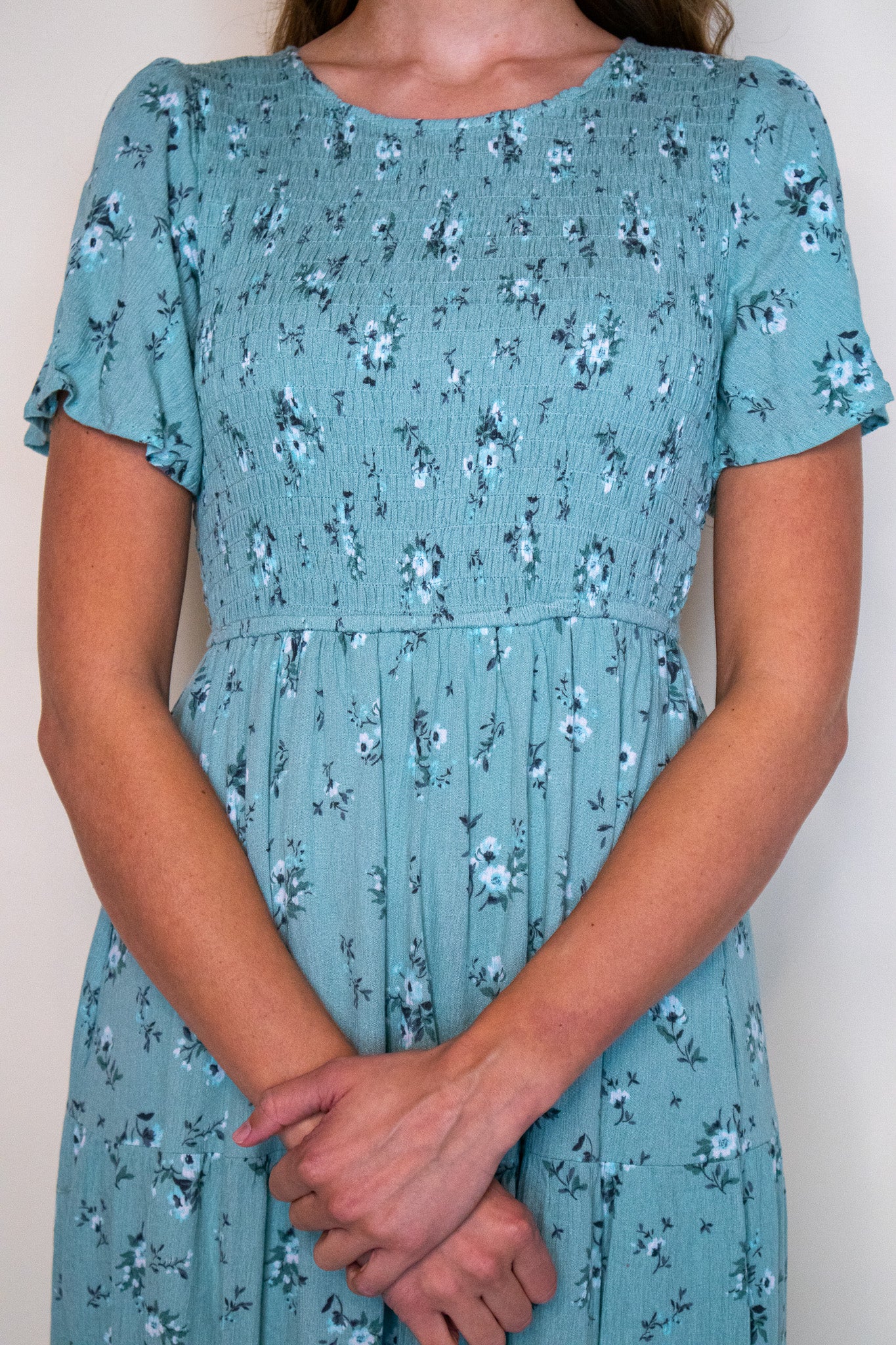 The Mae Dress in Teal Floral