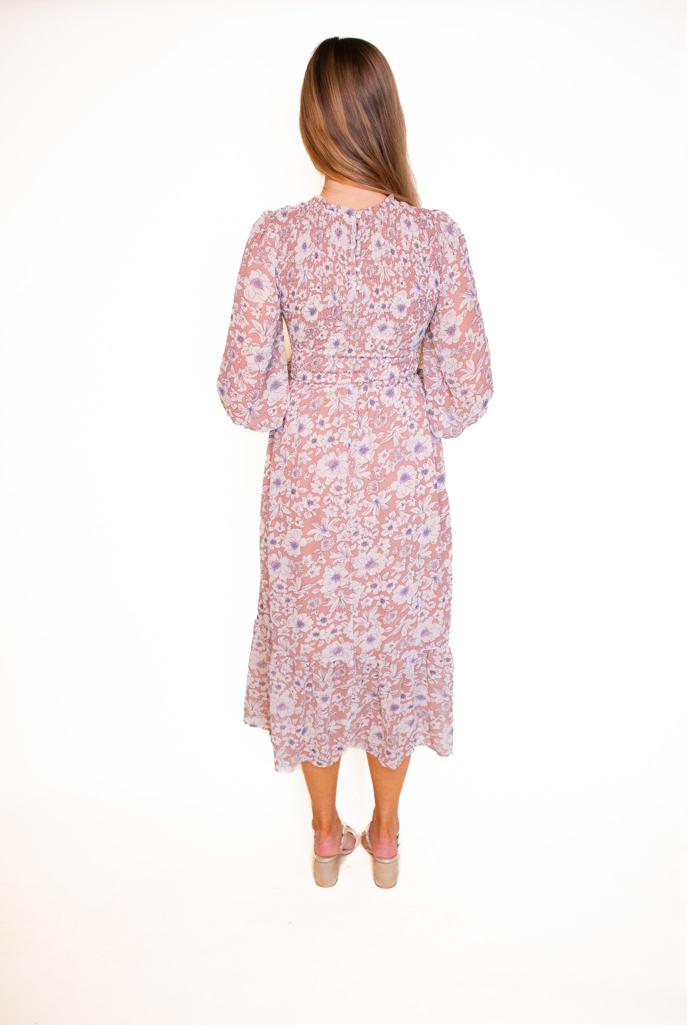 The Isabelle Smocked Floral Dress in Rose