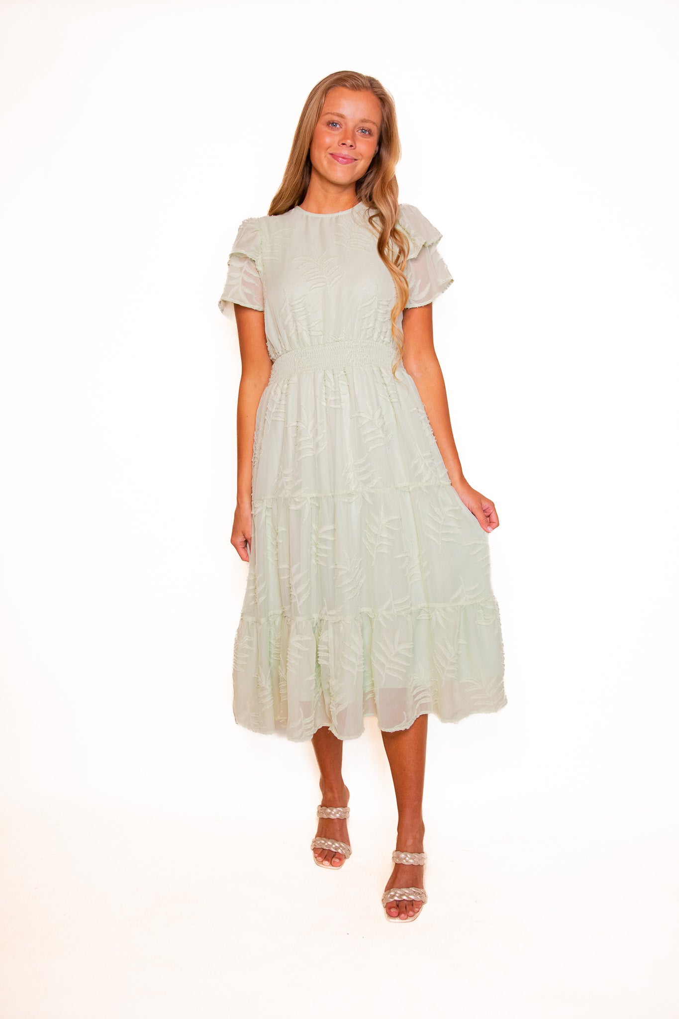 The Ava Chiffon Midi in Pistachio