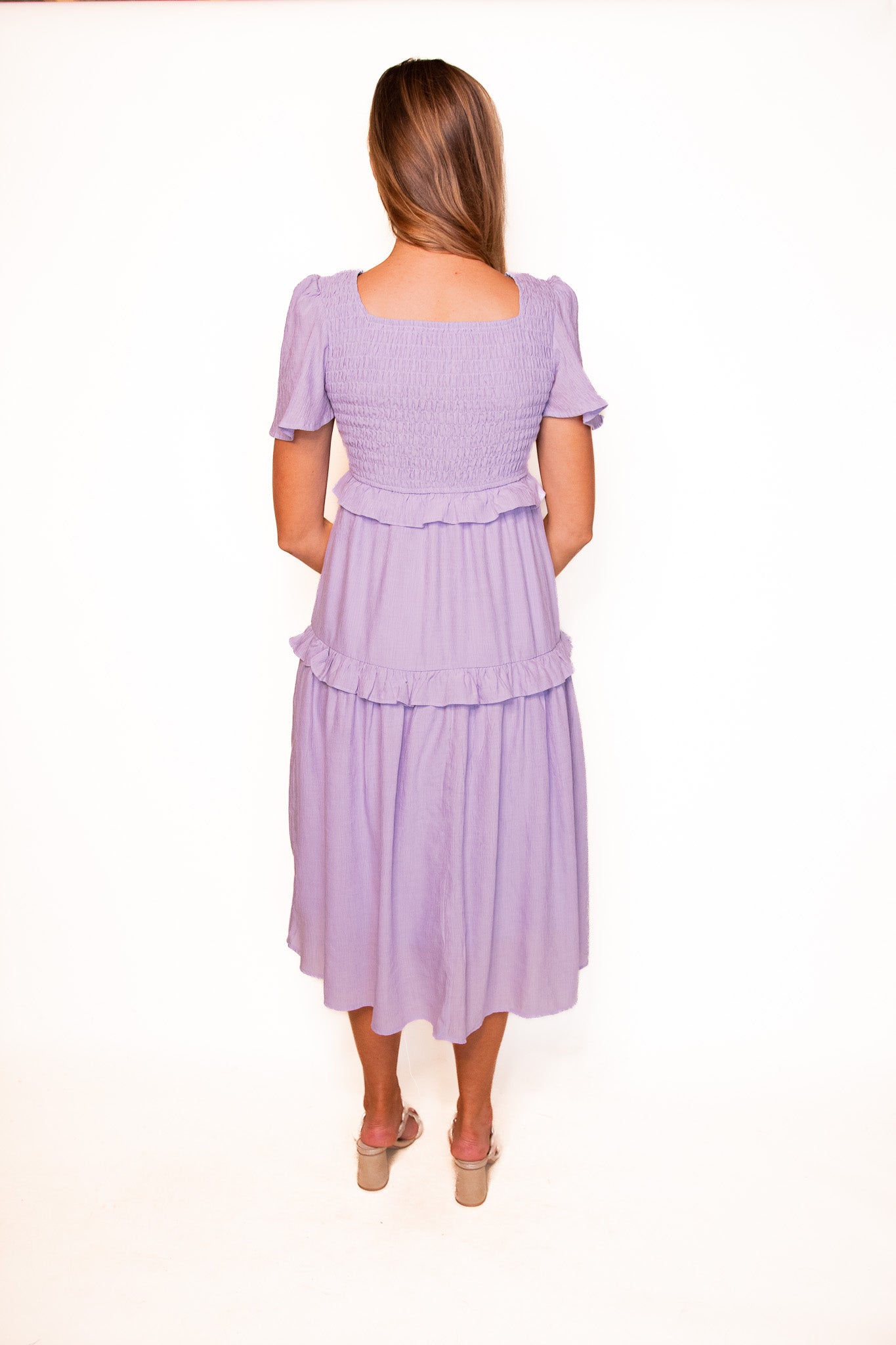 The Molly Smocked Midi in Lilac