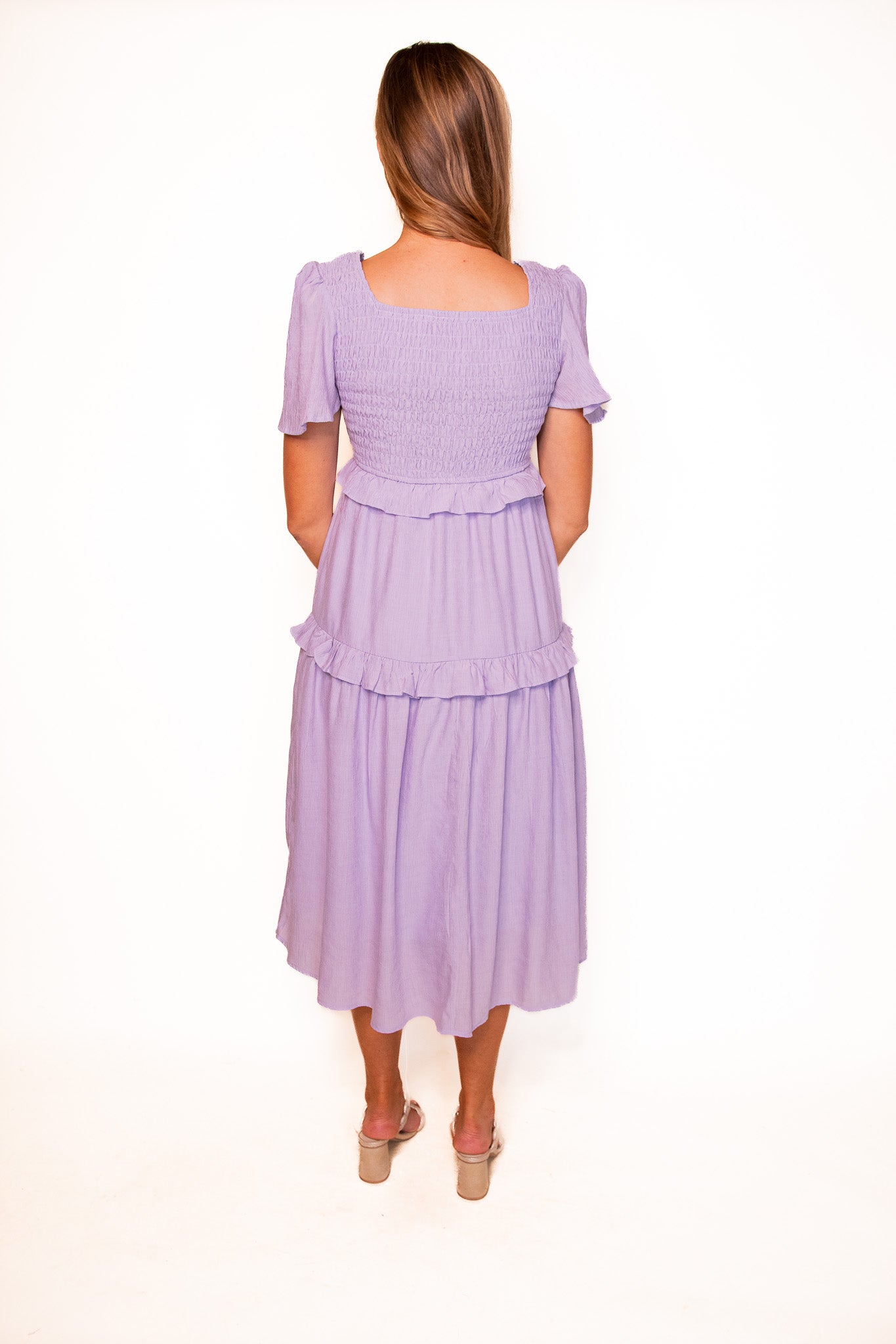 The Molly Smocked Midi in Lilac