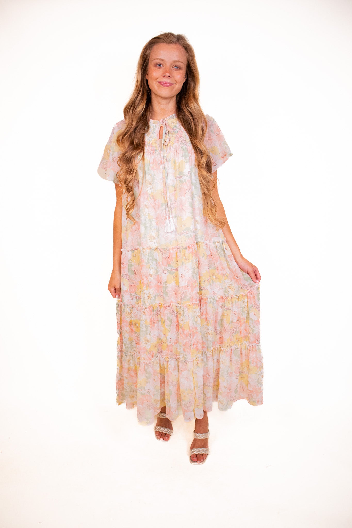 The Ellie Floral Maxi Dress in Blush