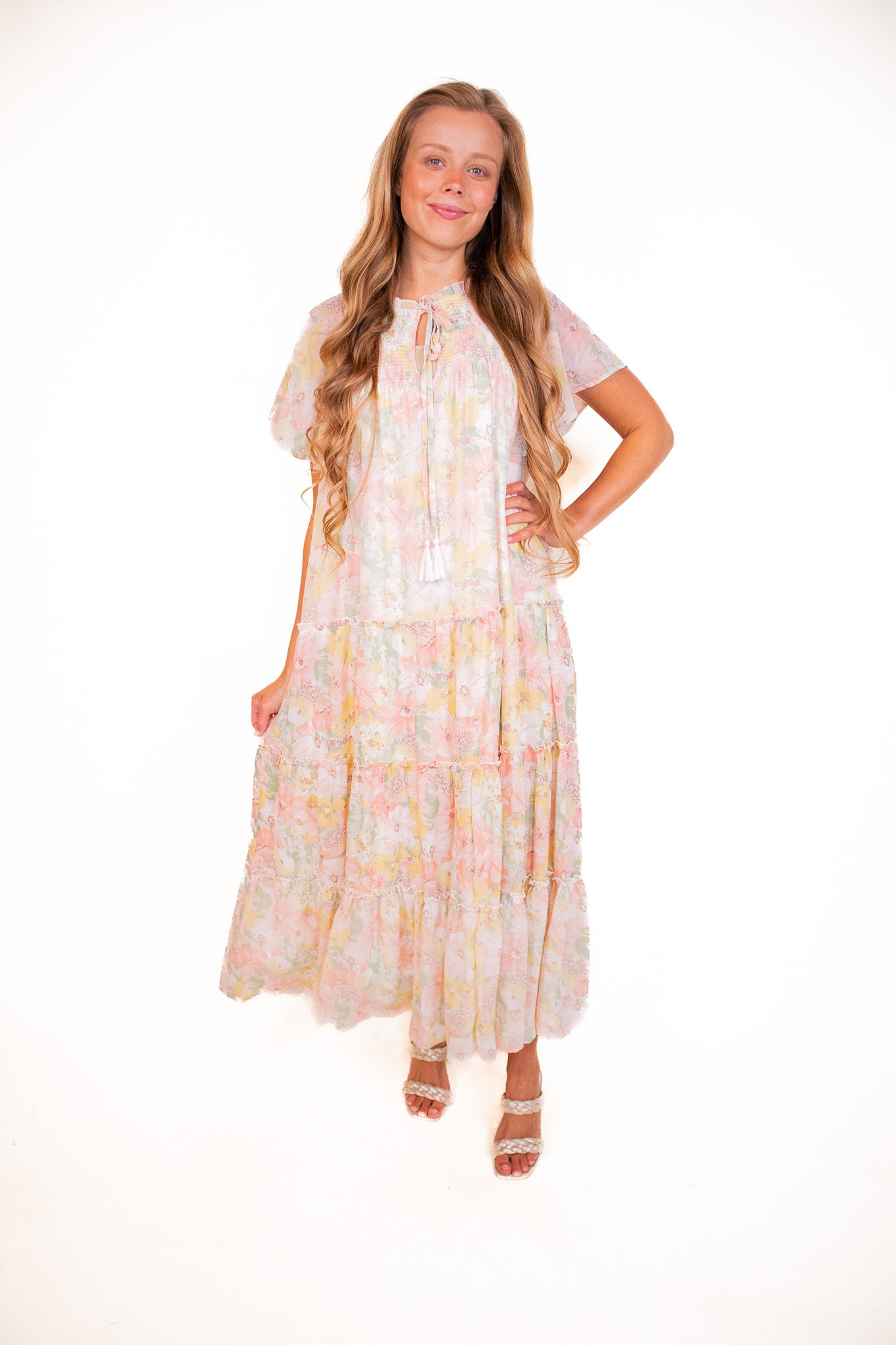 The Ellie Floral Maxi Dress in Blush