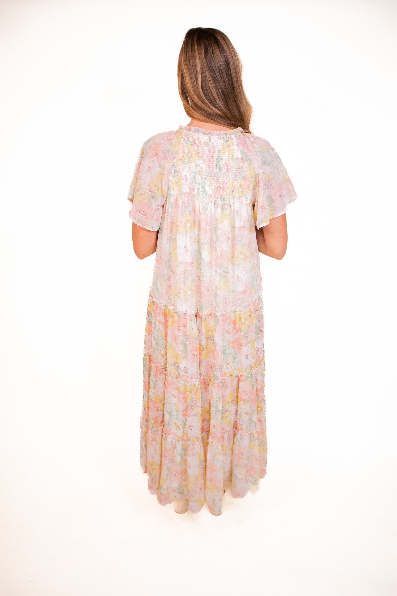 The Ellie Floral Maxi Dress in Blush