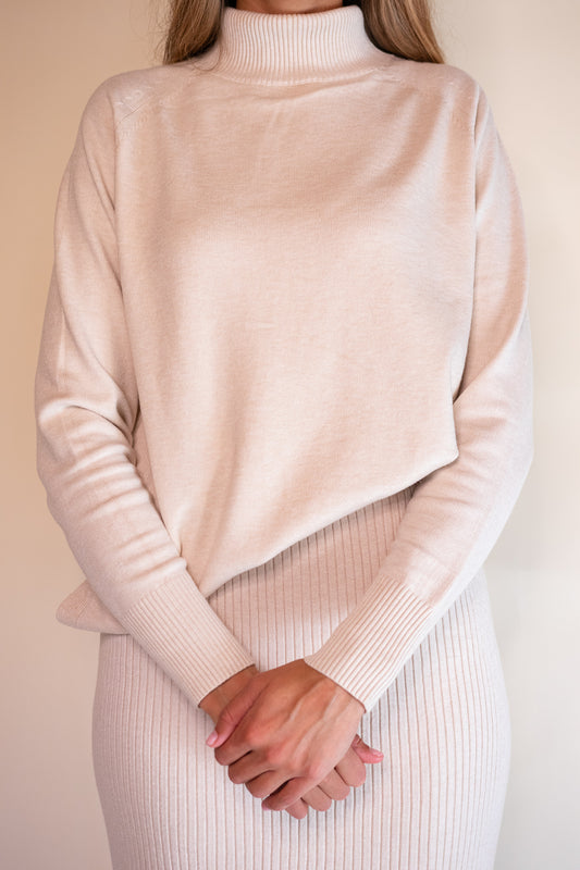 The Stevie Turtleneck Sweater Set in Oatmeal